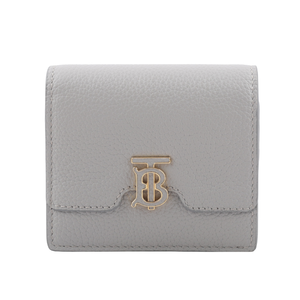 BURBERRY TB Logo 牛皮二折短夾/麻灰色