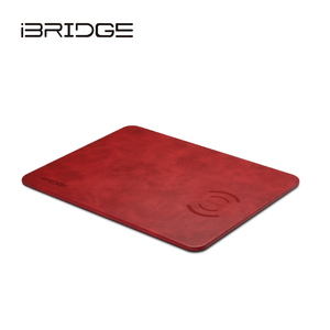 iBRIDGE 10W+Apple 7.5W Fast Charge Qi Wireless Charging Leather Mouse Pad - Red