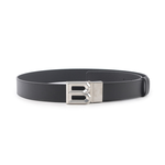 BALLY B-BUCKLE 3.5cm 銀釦小牛皮皮帶/黑色, , large