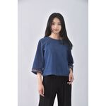 (S) max co丹寧牛仔棉質圓領藍色長袖上衣二手衣, , large