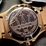 [星晴錶業]MASERATI手錶,42mm,R8821108002機械鏤空錶面玫瑰金錶殼深黑色真皮皮革錶帶款, , large