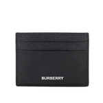 BURBERRY 銀字Logo Sandon 牛皮4卡名片/卡片夾/黑色, , large