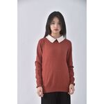 (S) mastina質感假兩件橘色長袖上衣二手衣, , large