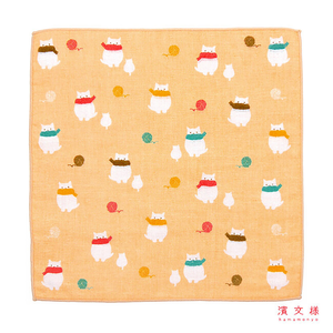 [瑪莎利亞]　日本製【濱文漾】純棉手帕/方巾－圍巾小貓（3入組）
