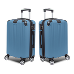 【Alldma鷗德馬】24吋ABS玩色拉鏈行李箱S2-灰藍(贈B2束帶), , large