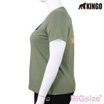 KINGO-大尺碼-女款 圓領T恤-軍綠-414124, , large