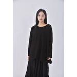 (F) myway韓牌質感圓領黑色長袖上衣二手衣, , large