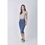 (S) denim boutique韓牌丹寧牛仔前拉鍊藍色長裙二手衣, , large
