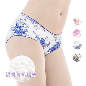 【K's凱恩絲】古典華麗青花瓷系列專利蠶絲內褲(4色組)