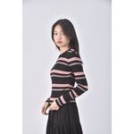 (S) hang ten棉質條紋黑色長袖上衣二手衣, , large