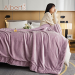 Albert家居《芋泥紫》法蘭絨羊羔絨加厚雙層暖暖被毯 1入 (保暖 毛毯 毯子), , large