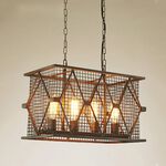 【H&R安室家】 53x29x30cm小號長方鐵網吊燈 ZA0116, , large