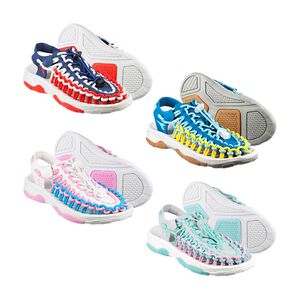 DIADORA迪亞多那 兒童休閒編織涼鞋 童鞋 時尚 束扣 彈性 輕量 緩衝 吸震 耐磨 藍白紅 藍黃 白粉藍 藍粉