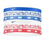 NIKE 印花髮帶6入 健身 訓練 跑步 戶外 運動髮帶 髮圈 花紋 時尚 多色 彈性 舒適 矽膠條 防滑 止滑 藍白紅, , large