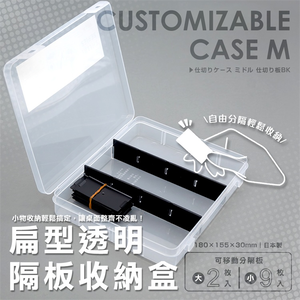 Flat transparent partition storage box