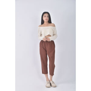 (S) 高腰棕色長褲二手衣