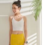 YOGA FLOW Dale Bra - 交錯層次短版上衣 - 月光白 White, , large