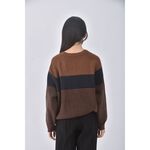 (2XL) xy studio針織條紋棕色長袖上衣二手衣, , large