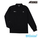 大尺碼-KINGO-男款  長袖 POLO衫-黑/暗紫/灰藍-K43202, , large