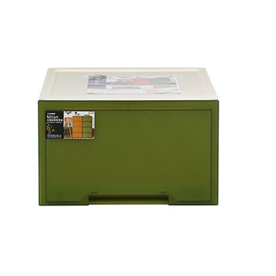 米蘭抽屜整理箱-棕綠色