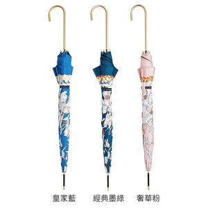 【周周生活】雨傘 現貨 遮陽傘 陽傘 繁花絲巾 直傘 金柄彎頭 晴雨傘 抗uv 傘 輕量雨傘 日本雨傘 快速出貨