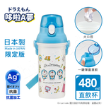 【百科良品】日本製 哆啦A夢 魔法任意門 透明瓶身 彈蓋直飲水壺 隨身瓶 抗菌加工 480ML(附背帶), , large