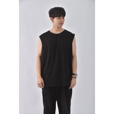 (XL) 【範姜彥豐私服】decathlon男裝運動棉質無袖背心黑色上衣二手衣