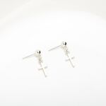 【Angel & Me】十字架 Cross 一對 s925 純銀 耳環 耳夾 基督 福音 洗禮 禮物, , large