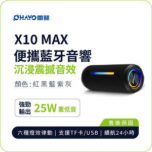 【OHAYO】X10 MAX 便攜藍牙音響｜35W MAX 重低音｜IPX7 防水｜續航 24 小時-太空灰