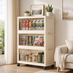 【AOTTO】60面寬雙開門附輪三層收納櫃(AC-063BK), , large