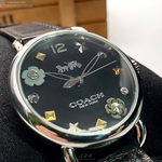 [星晴錶業]COACH手錶,36mm,CH00115黑色錶面銀錶殼深黑色真皮皮革錶帶款, , large