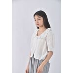 (S) sugar offices公主袖白色襯衫上衣二手衣, , large