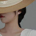 【Gulicc】古莉可 耳環 優雅珍珠V字鑲鑽氣質耳環, , large