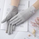 【現貨】貝柔防曬手套 觸控 抗UV 透氣 止滑 蝴蝶結款 黑色 淺灰 米色 粉紫, , large