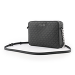 Michael Kors 銀字滿版LOGO拚色方形鏈帶斜背包/黑色, , large