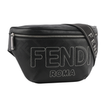 FENDI FF Logo Shadow 皮革腰包/黑色, , large