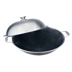 PERFECT 理想牌 鈦晶蜂巢式不沾炒鍋316不鏽鋼八層複合金附蓋 40cm雙耳炒鍋-Leidea樂德兒