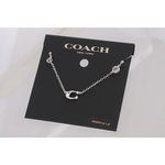 COACH C Logo 及玻璃水鑽項鍊/銀色/黑色, , large