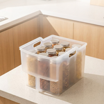 【上手家居】小號磨砂廚房收納盒-透明(置物盒/零食收納盒/櫥櫃收納盒/把手收納盒/斜口收納盒), , large