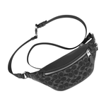 COACH Warren CC Logo 牛仔布及皮革迷你腰包(銀色/黑色), , large