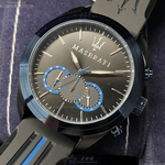 [星晴錶業]MASERATI手錶,46mm,R8871612006黑色錶面寶藍錶殼深黑色矽膠錶帶款, , large