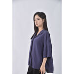 (2XL) uniqlo質感亞麻棉質素面藍色短袖上衣二手衣, , large