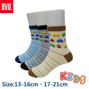 【BVD】汽車條紋1/2童襪<灰色,17-21cm>B326 短襪 襪子