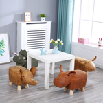 Creative animal-shaped solid wood children's low stool, elephant pink, , large