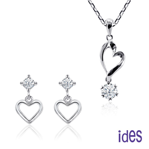 [ides愛蒂思] 情人禮物 日系設計F/VS1極優EX車工鑽石耳環項鍊套組/知心