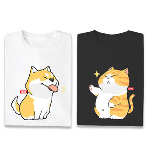 JZ TEE Shiba Inu & Cat - Don't Touch Me Graphic Tee