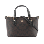 COACH Gallery 金字馬車塗層帆布迷你二用包/巧克力色, , large