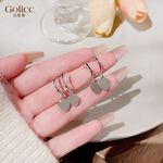 【Gulicc】古莉可 耳環 法式半包形雙層雙愛心耳環, , large