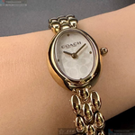 [星晴錶業]COACH手錶,22mm28mm,CH00262白色幾何立體圖形錶面金色錶殼金色精鋼錶帶款, , large