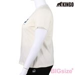 KINGO-大尺碼-女款 圓領T恤-米白-414112, , large